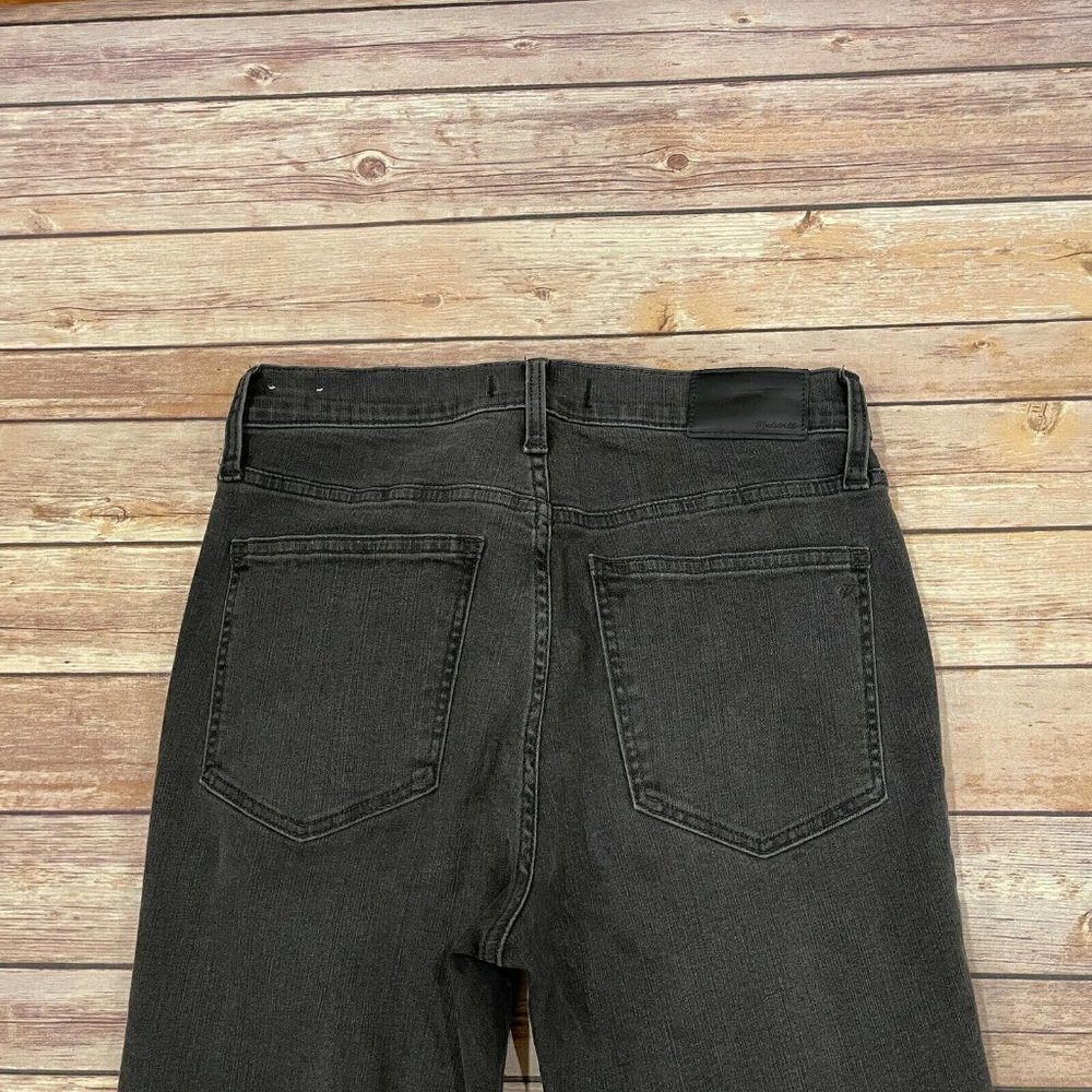 Madewell Short 9 Inch High Rise Skinny Jeans Black Sea Knee Holes - Picture 4 of 9